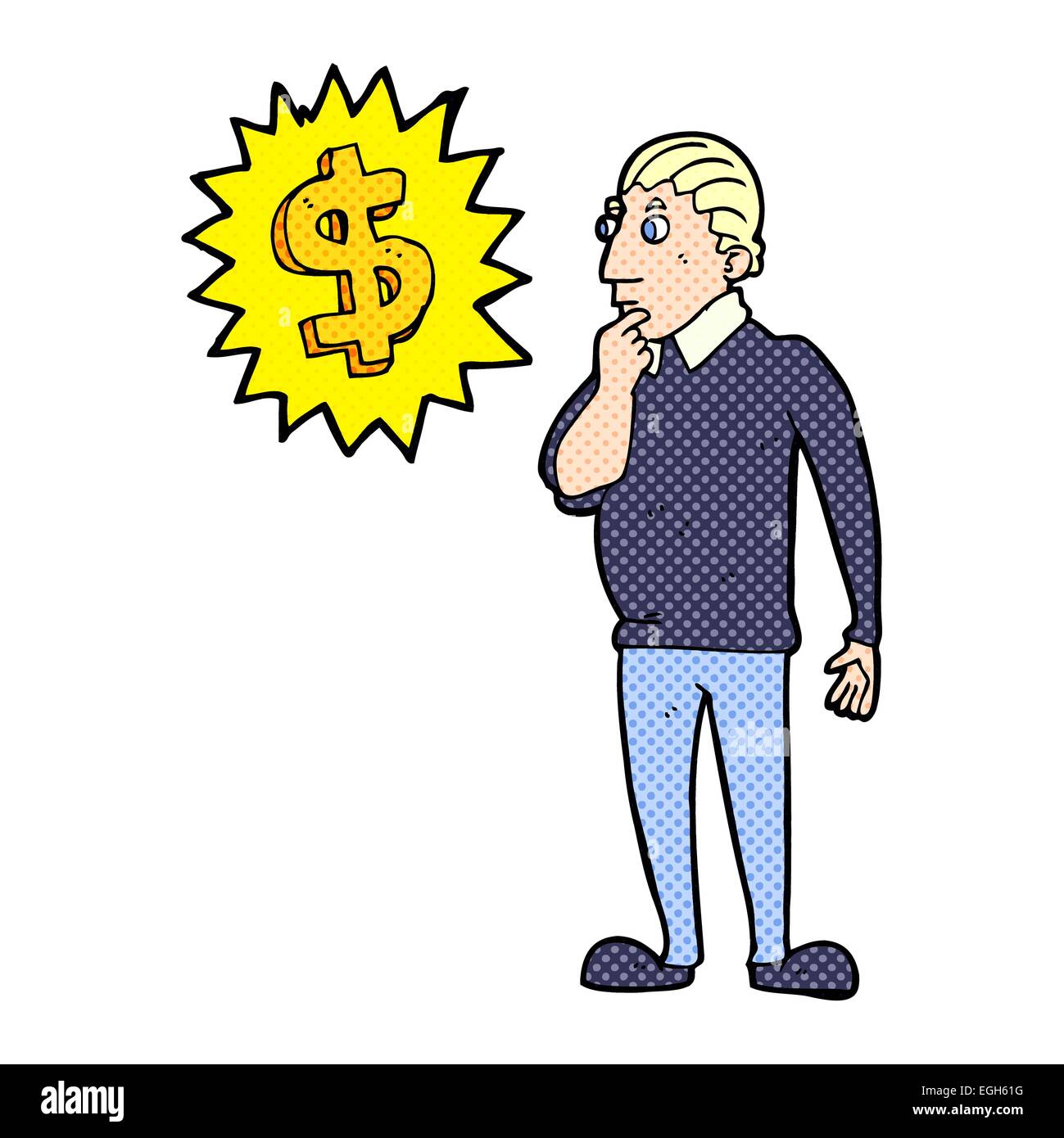 Cartoon Man Thinking About Making More Money Stock Vector Image Art Alamy