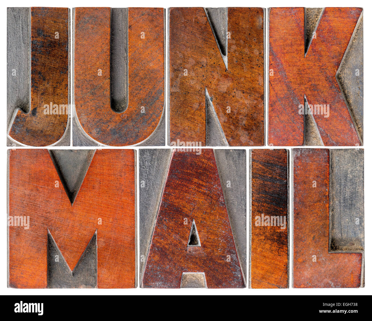 junk mail - isolated text in letterpress wood type blocks Stock Photo