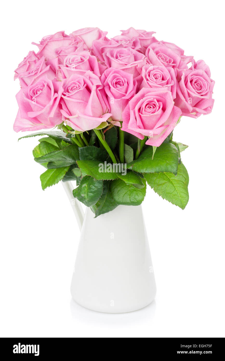 Pink roses bouquet. Isolated on white background Stock Photo - Alamy