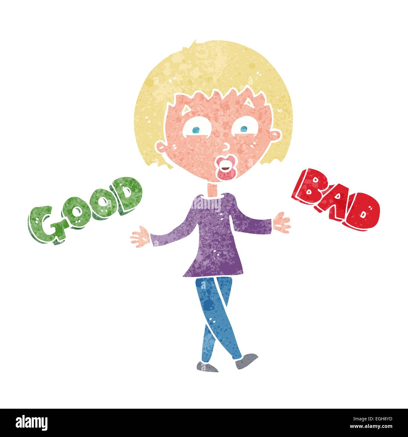 cartoon woman weighing up good and bad options Stock Vector Image & Art ...
