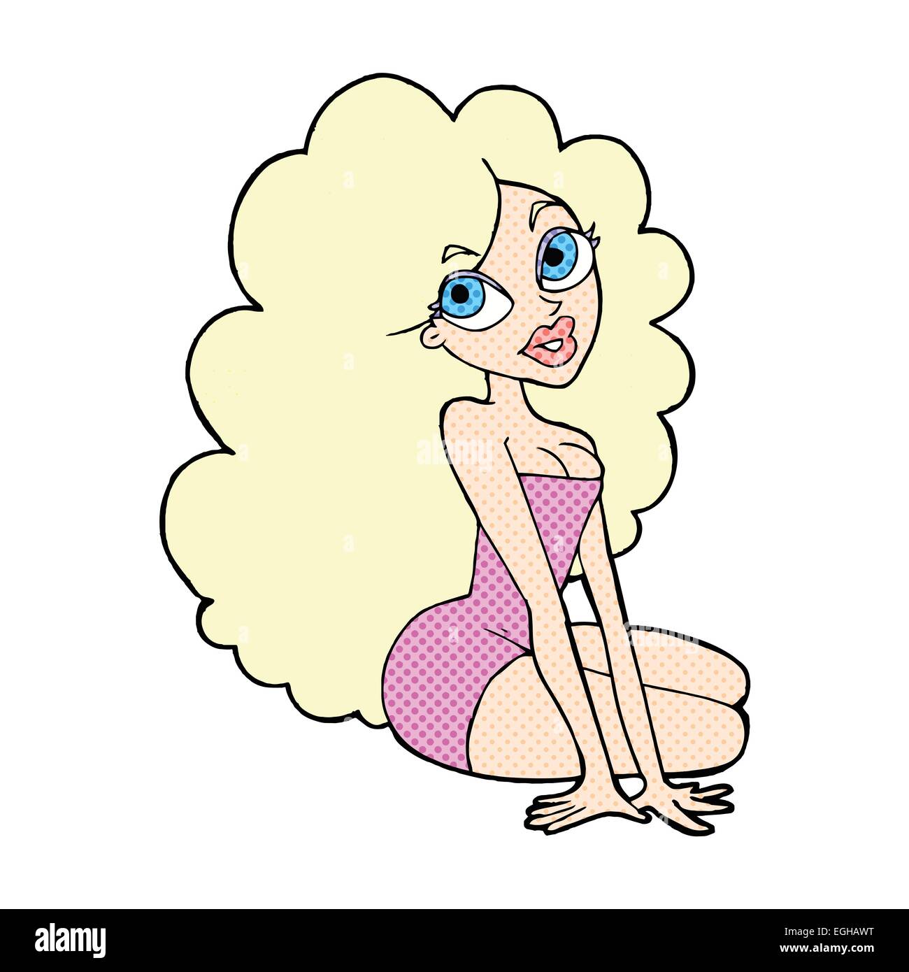 retro comic book style cartoon pretty woman Stock Vector Image & Art ...