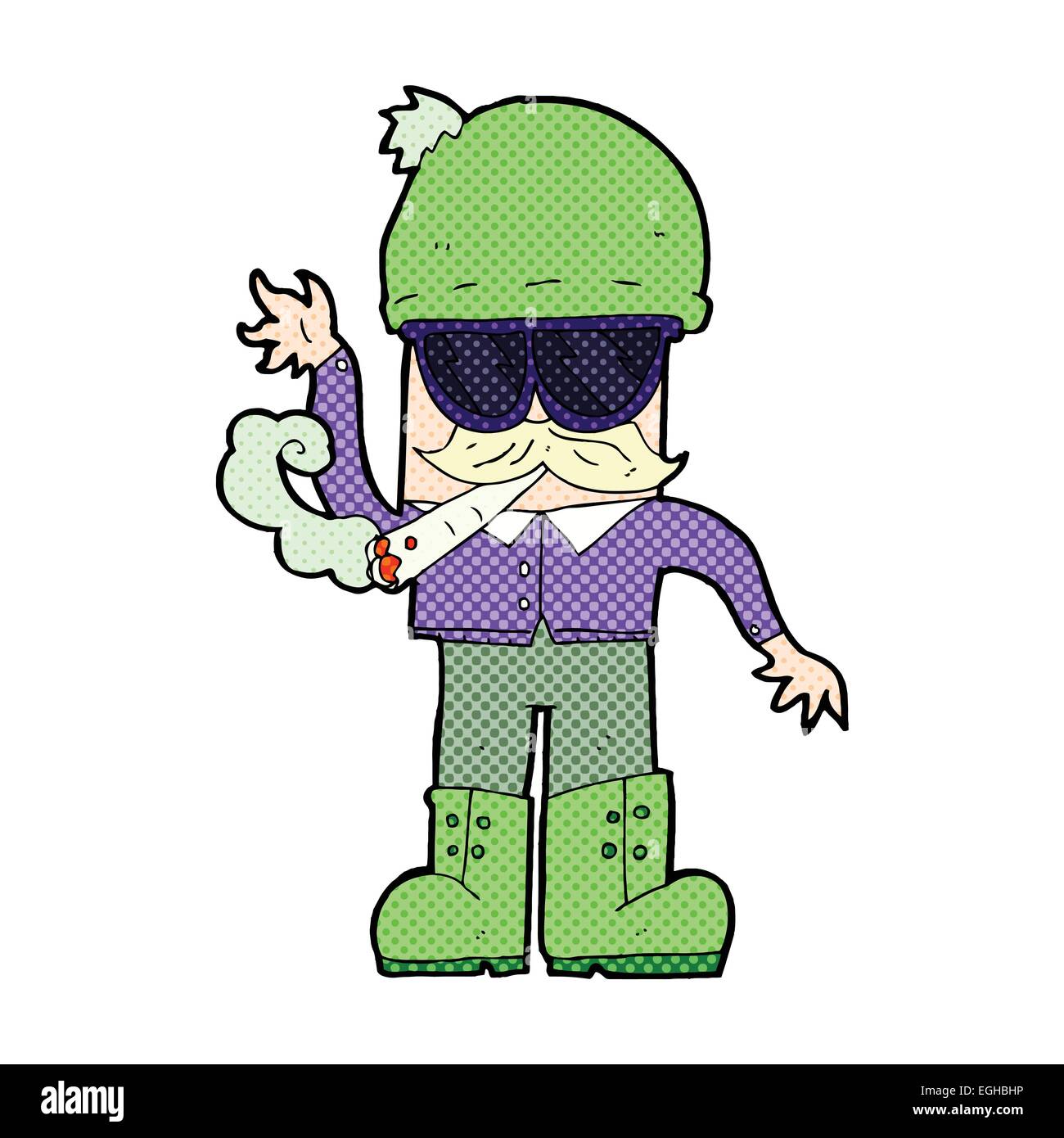retro comic book style cartoon man smoking pot Stock Vector Image & Art ...