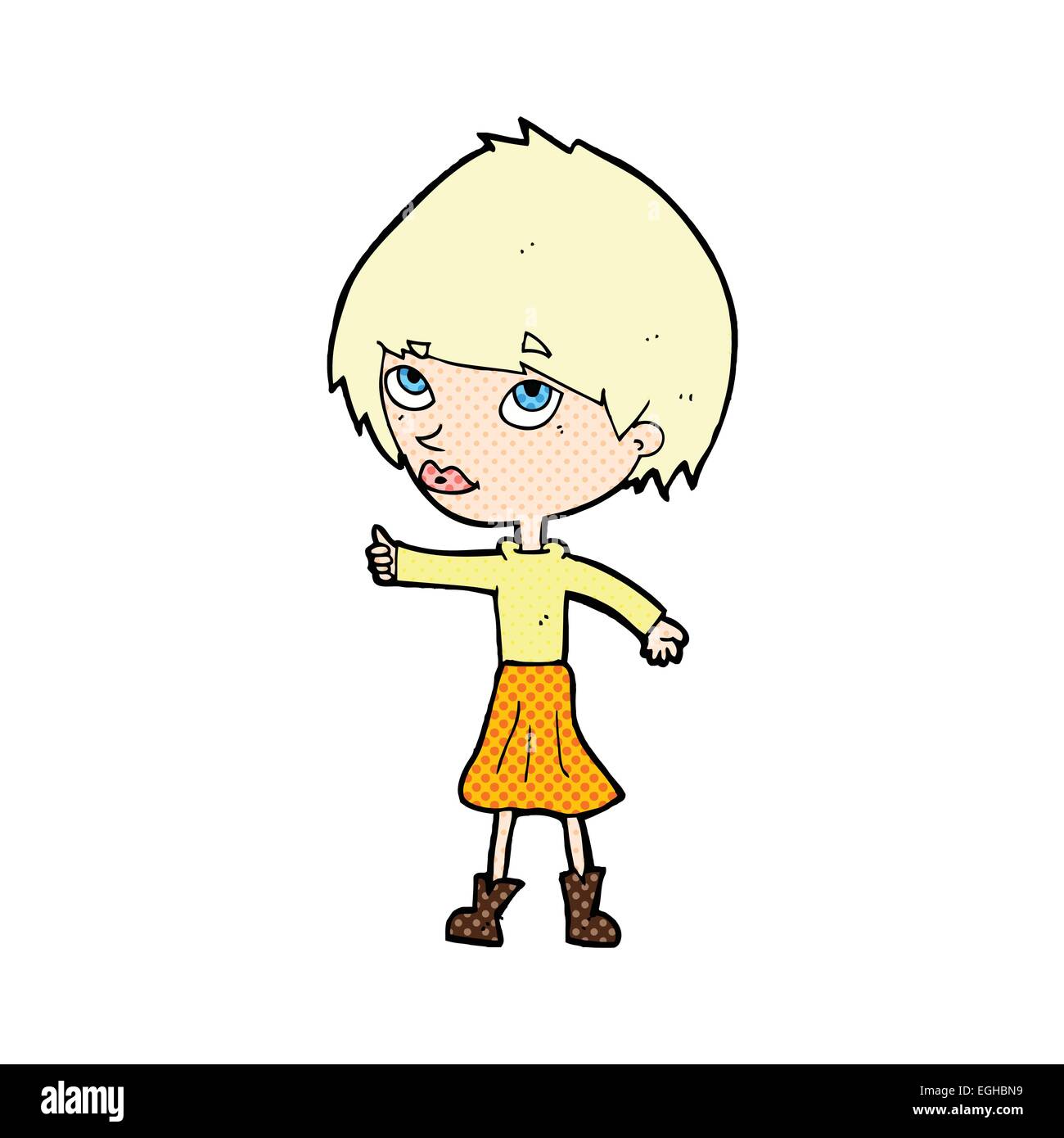 retro comic book style cartoon woman giving thumbs up symbol Stock ...