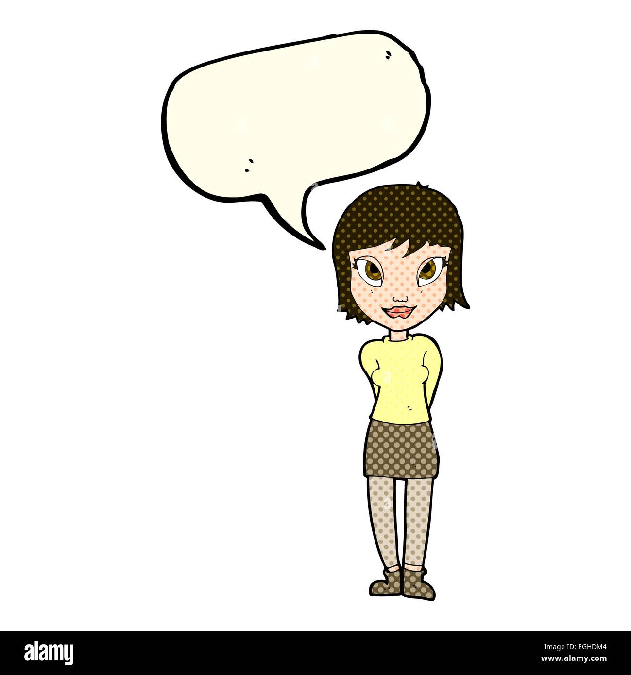 cartoon pretty girl with speech bubble Stock Vector Image & Art - Alamy