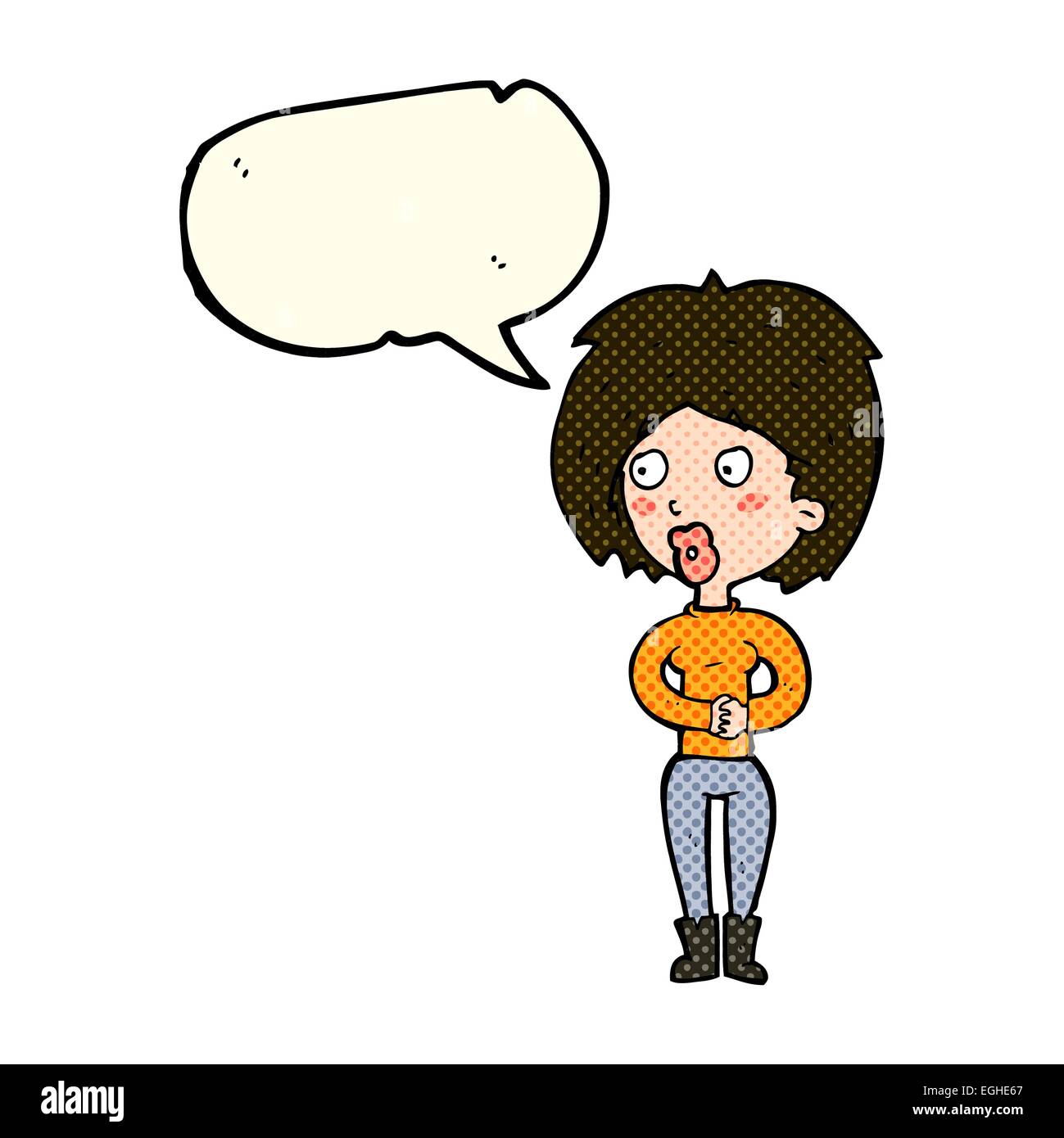 cartoon surprised woman with speech bubble Stock Vector Image & Art - Alamy