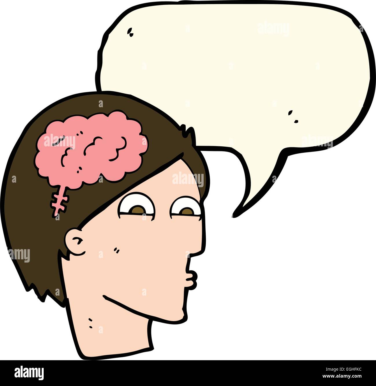 cartoon head with brain symbol with speech bubble Stock Vector Image ...