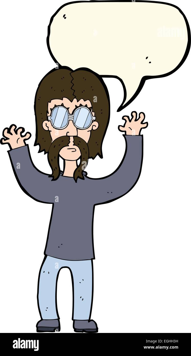 cartoon hippie man waving arms with speech bubble Stock Vector Image ...