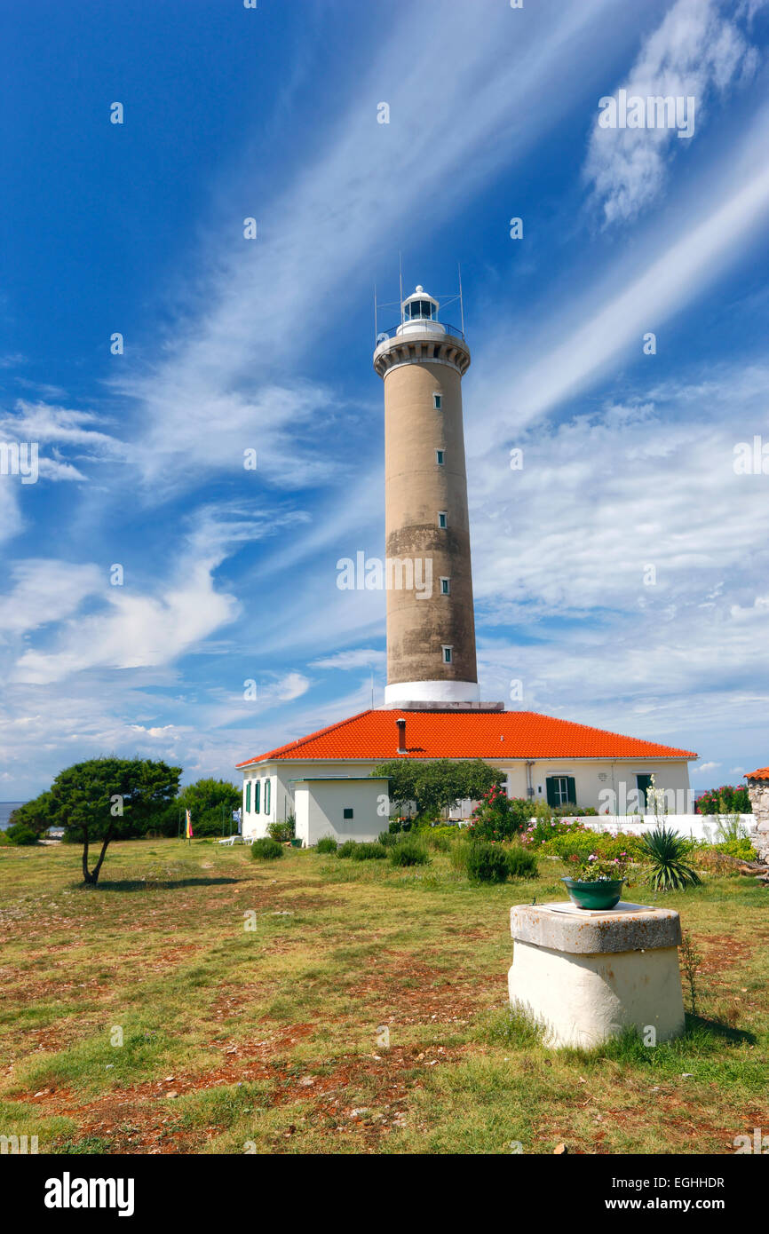 Lighthouse at Veli rat - Croatia Stock Photo