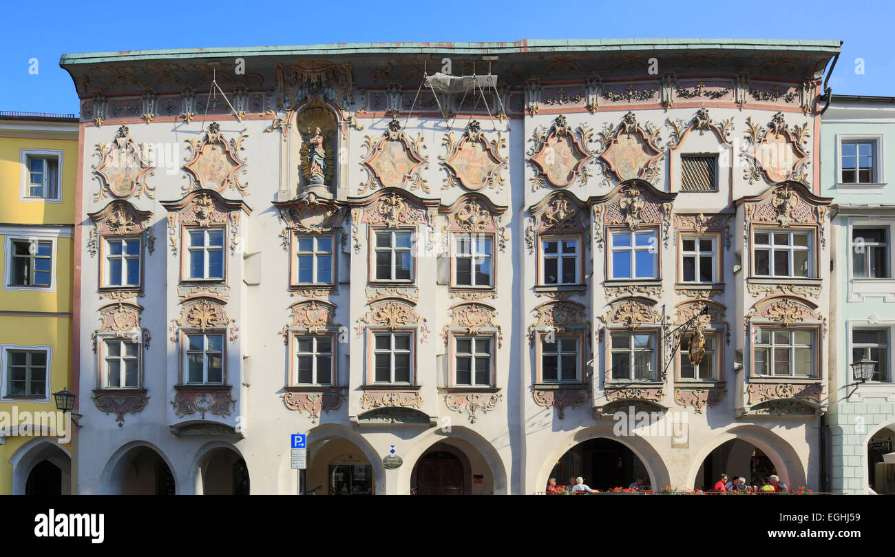 Ornate Facade Kernhaus Building Wasserburg Am Inn Upper Bavaria