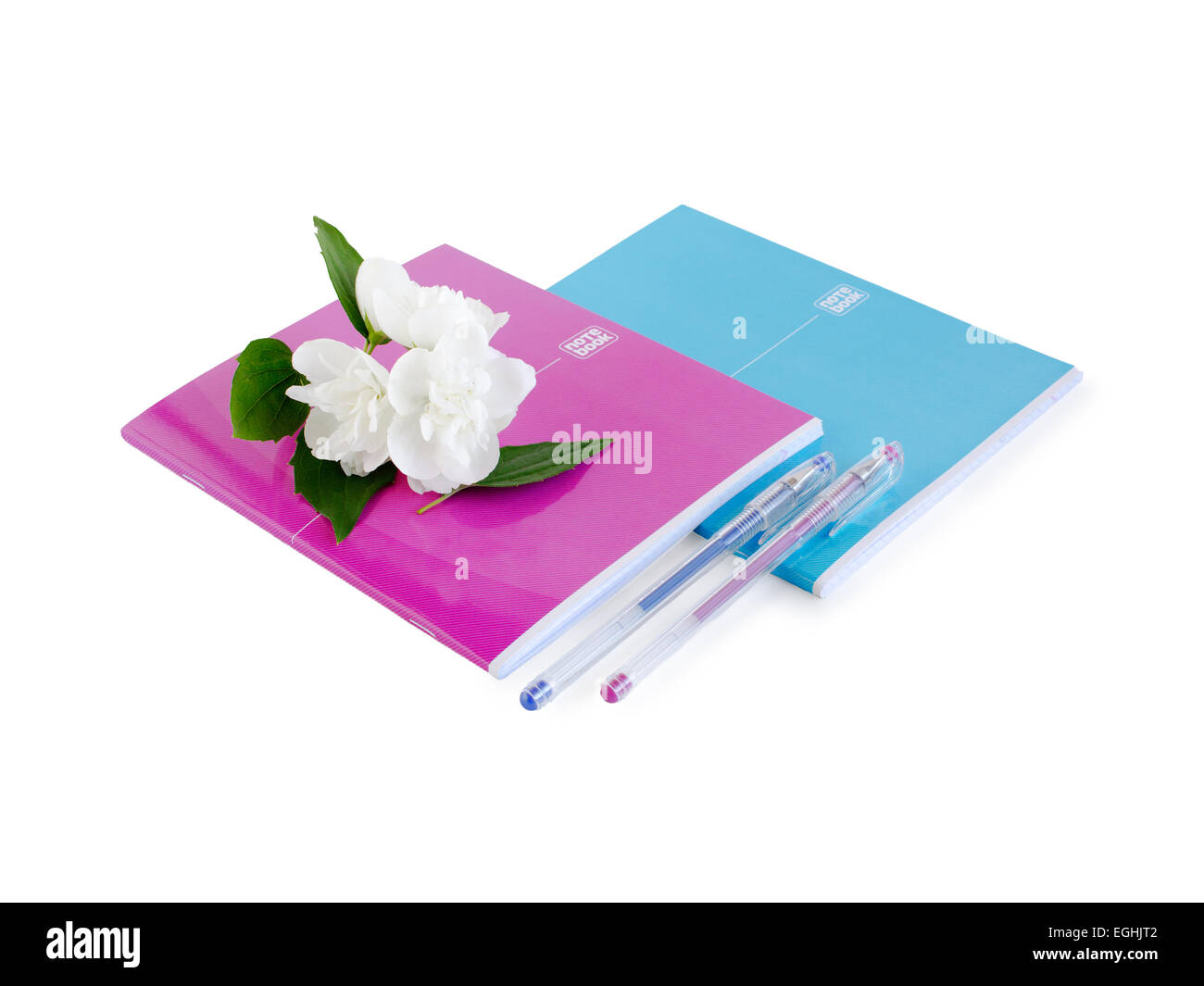 Notebook and pen isolated on white background Stock Photo - Alamy