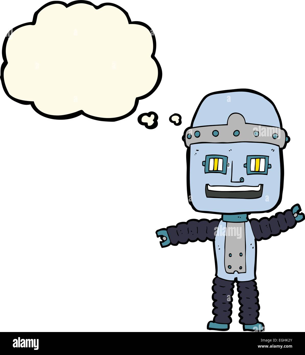 cartoon waving robot with thought bubble Stock Vector Image & Art - Alamy