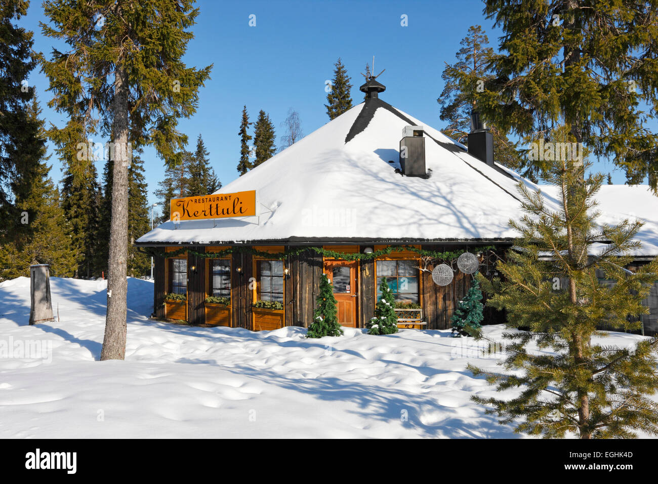 Finland, Luosto restaurant Stock Photo