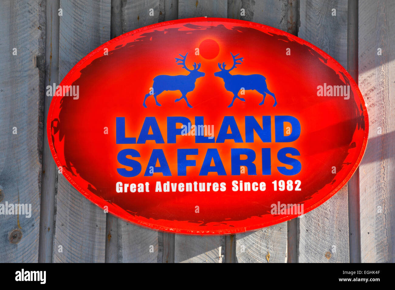 Finland, Lapland safaris, safari advertising billboard Stock Photo