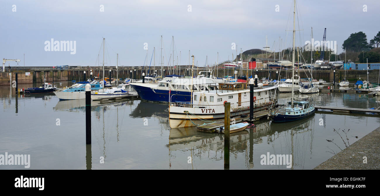 Boats in Watchet Harbour Stock Photo
