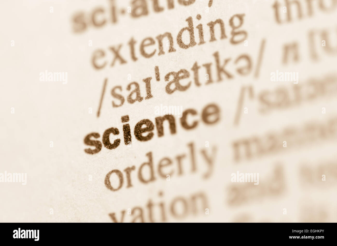 Definition of word science in dictionary Stock Photo Alamy