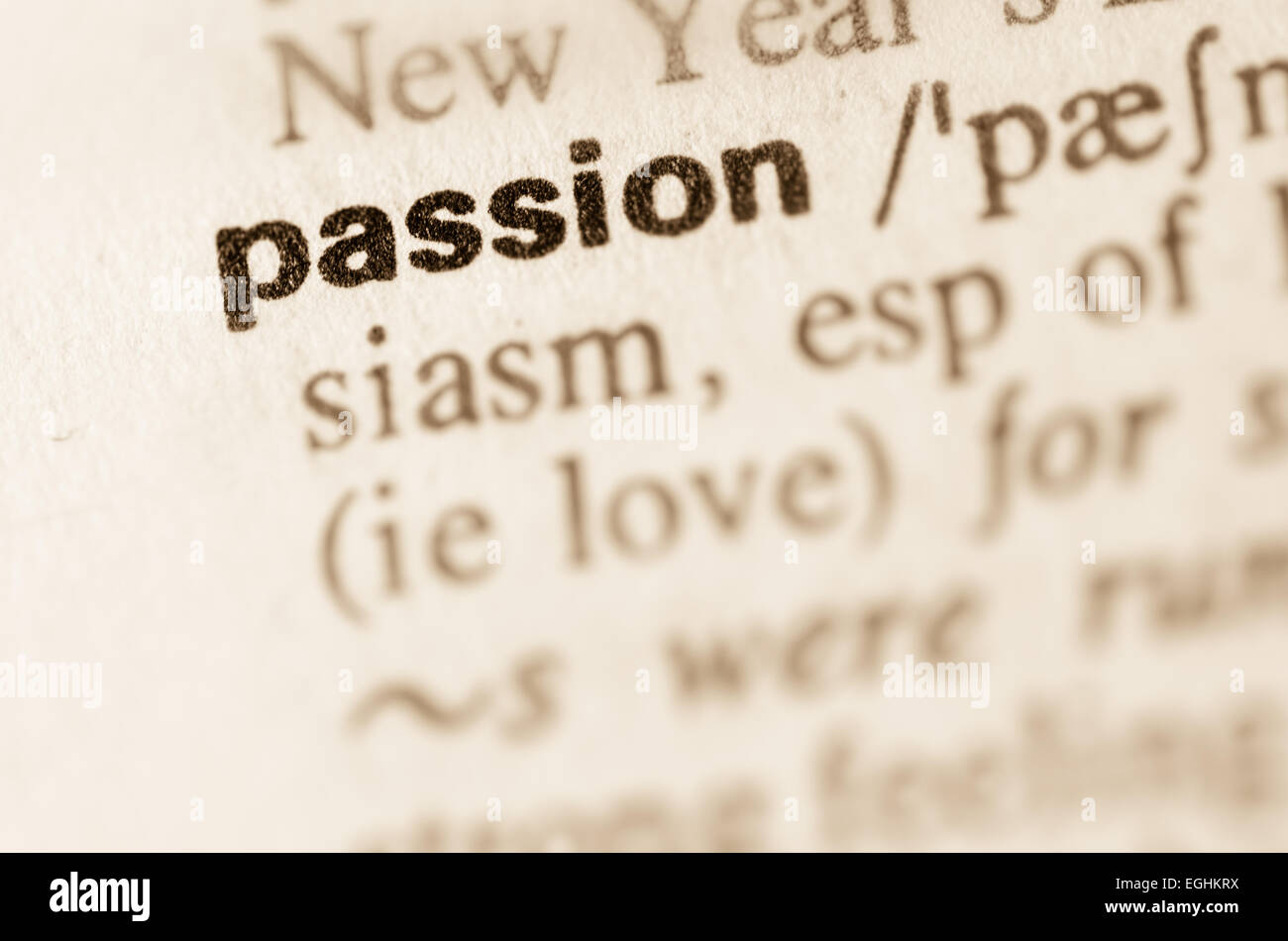Definition of word passion in dictionary Stock Photo