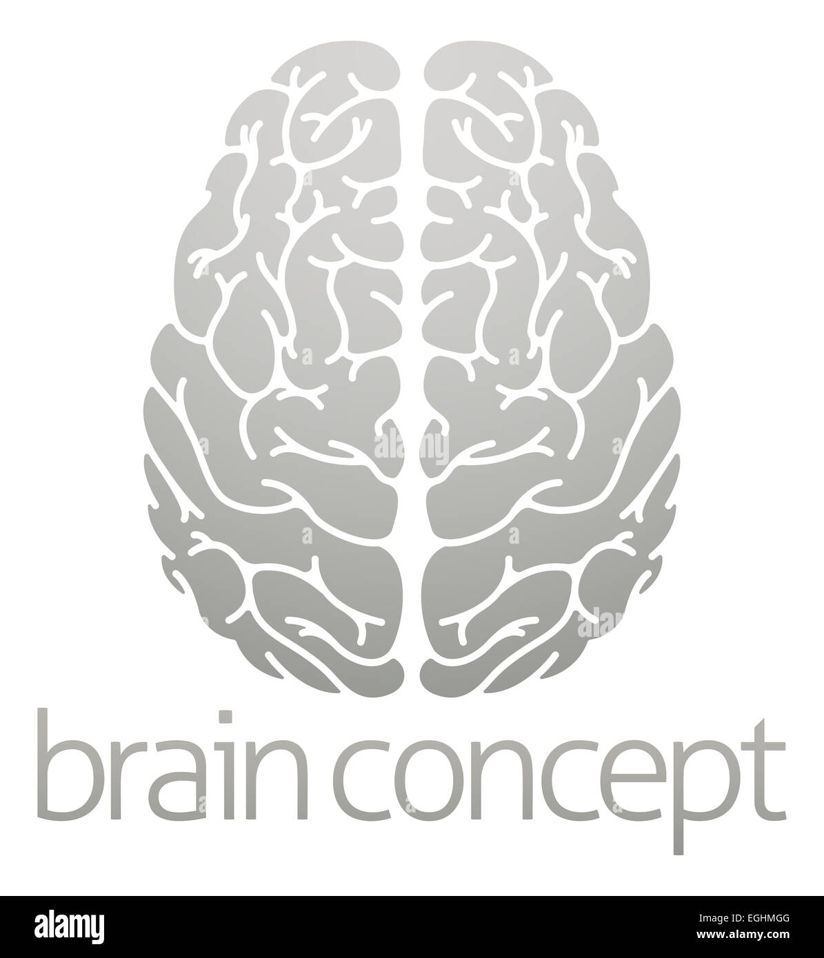 A conceptual illustration of the human brain from the top Stock Photo