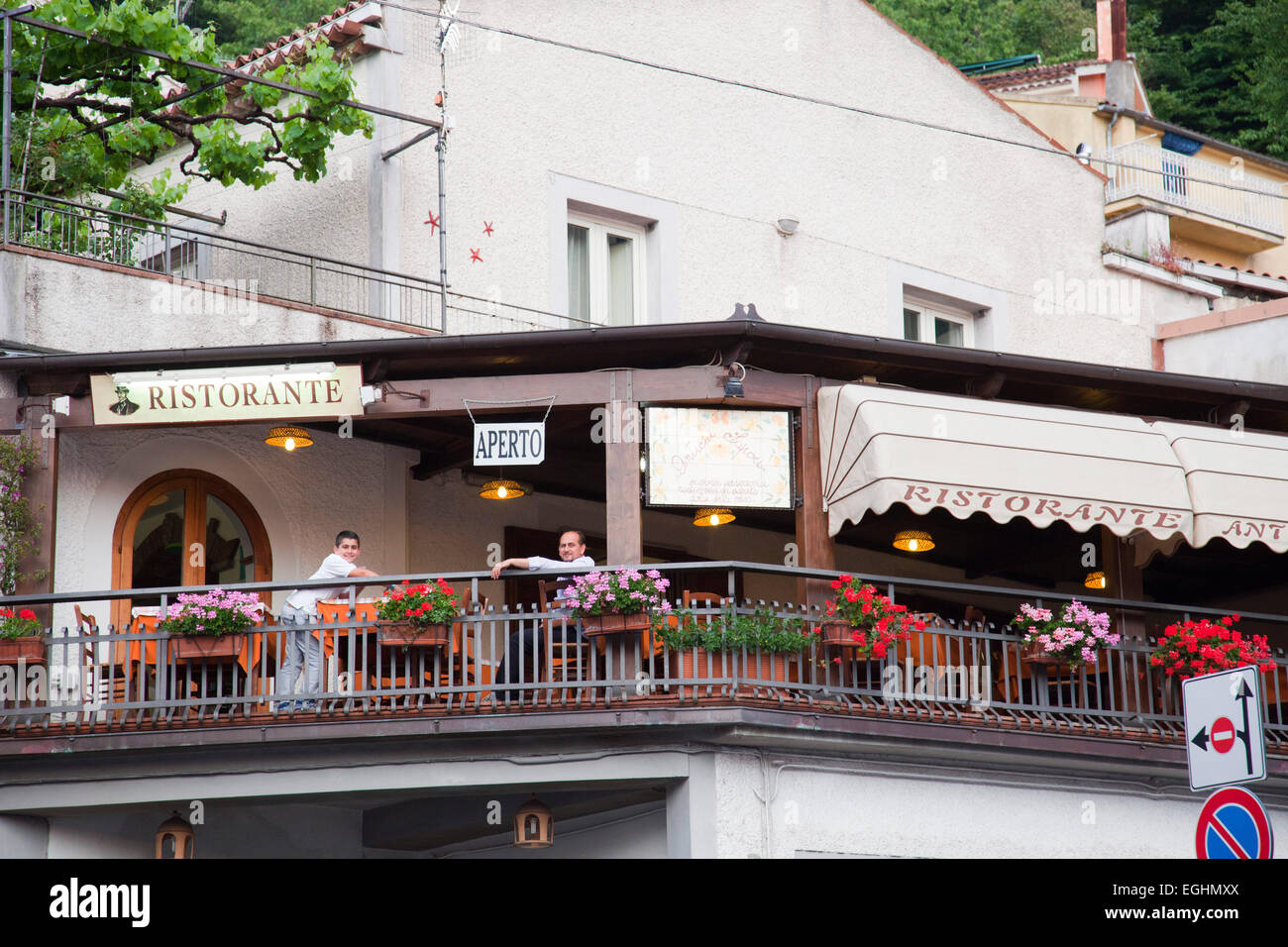 restaurant, buraglia square, maratea, basilicata, italy, europe Stock Photo