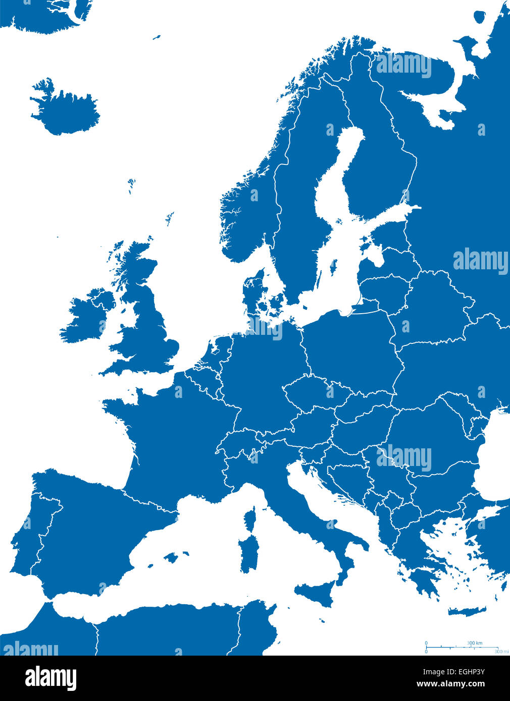 Europe Political Map Outline Stock Photo