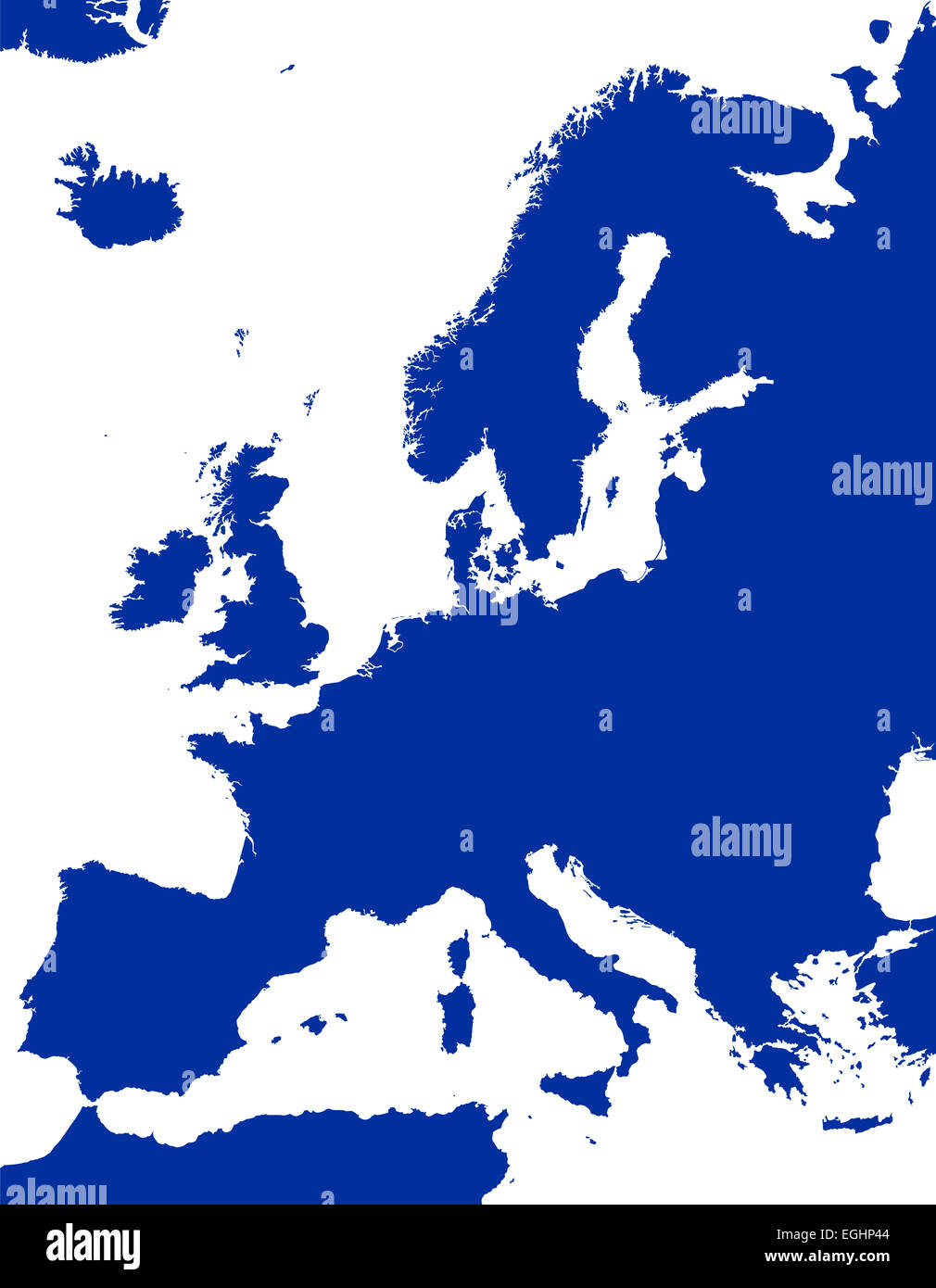 Europe Political Map Silhouette Stock Photo