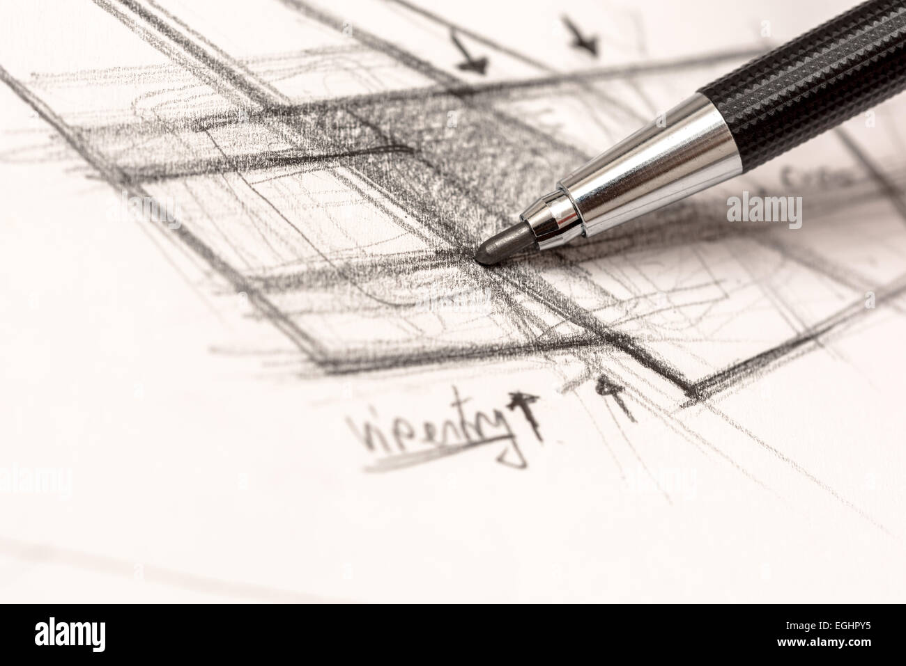 architect-hand-drawing-house-plan-sketch-with-pencil-stock-photo-alamy