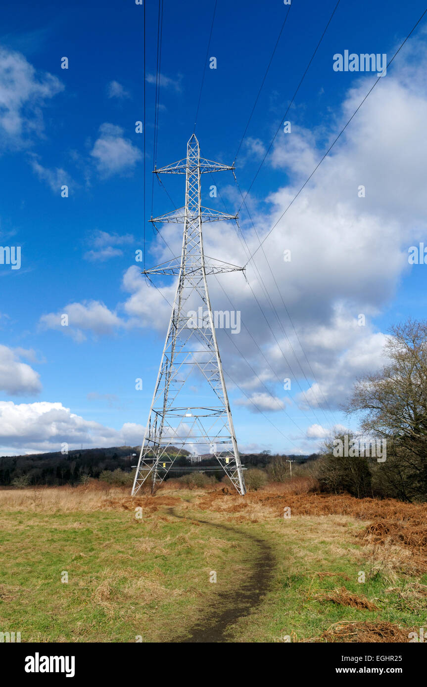 Electricity supply tower or Pylon, Cardiff, Wales, UK. Stock Photo