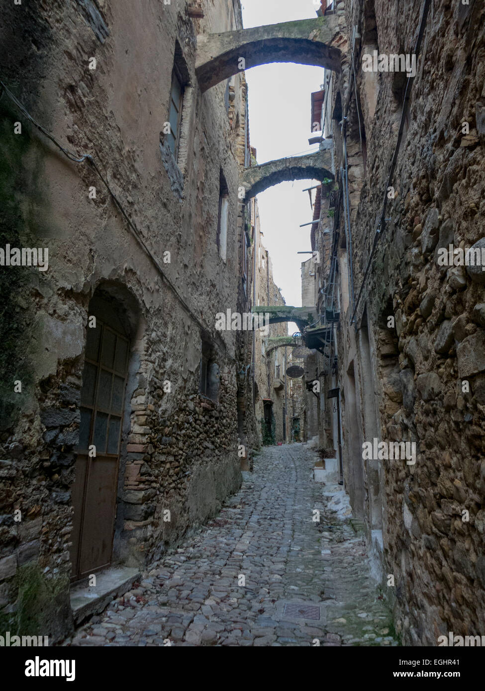 Bussana Vecchia, the former ghost town in Liguria, Italy, now a artist colony Stock Photo