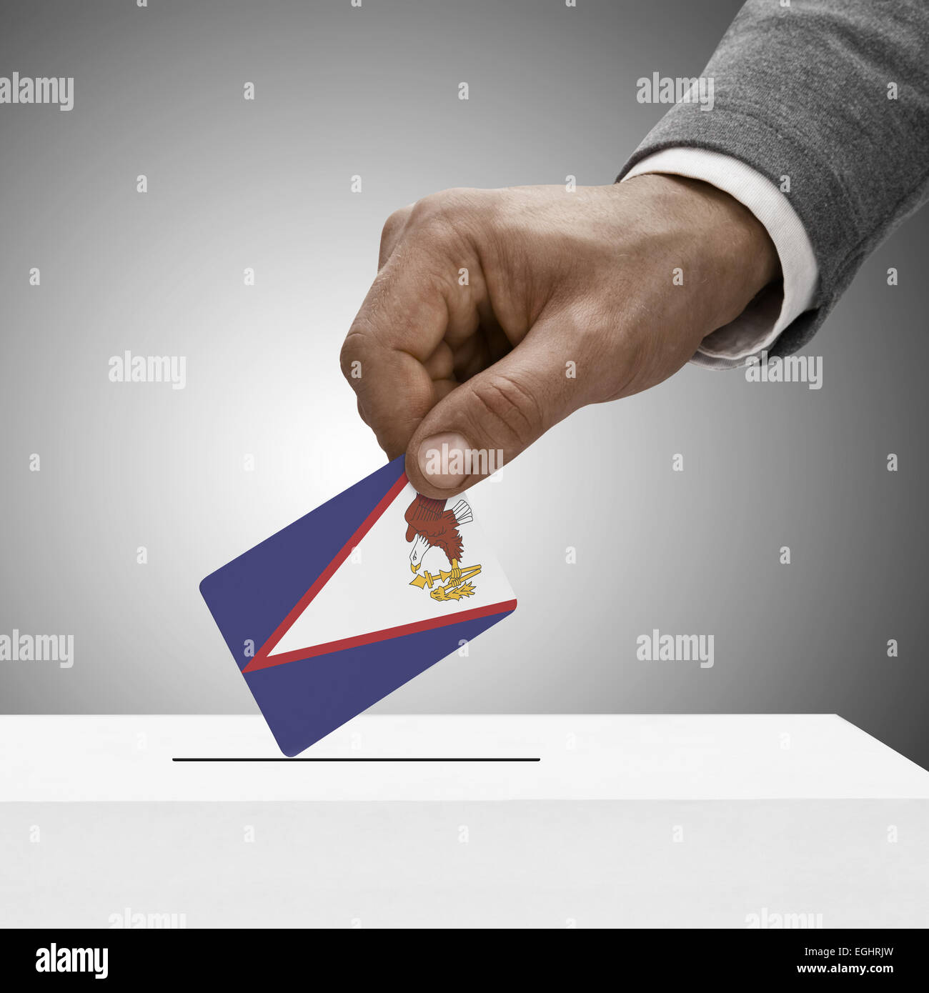 Black male holding flag. Voting concept - American Samoa Stock Photo