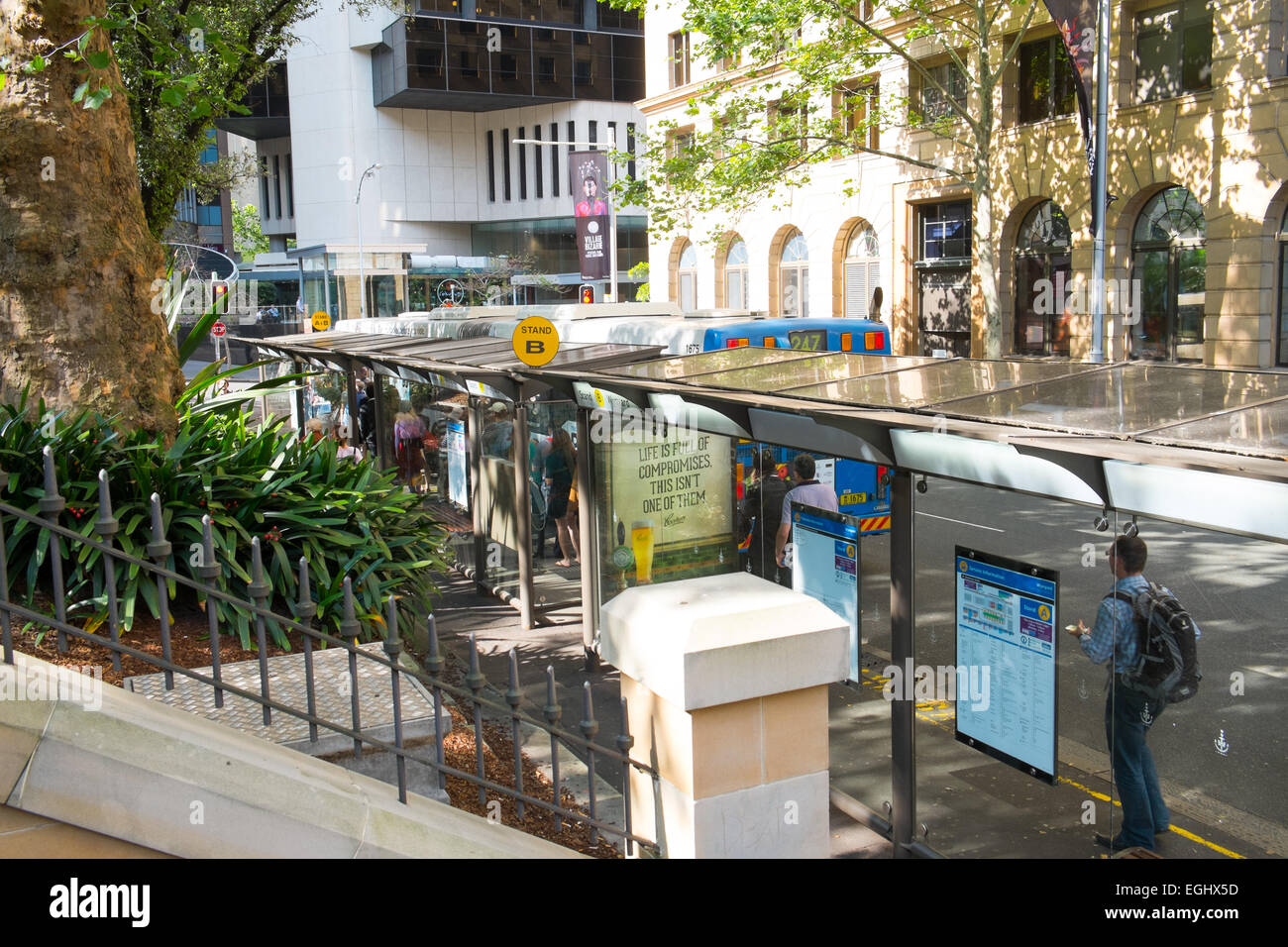 bus stops for commuters in sydney city centre,australia Stock Photo