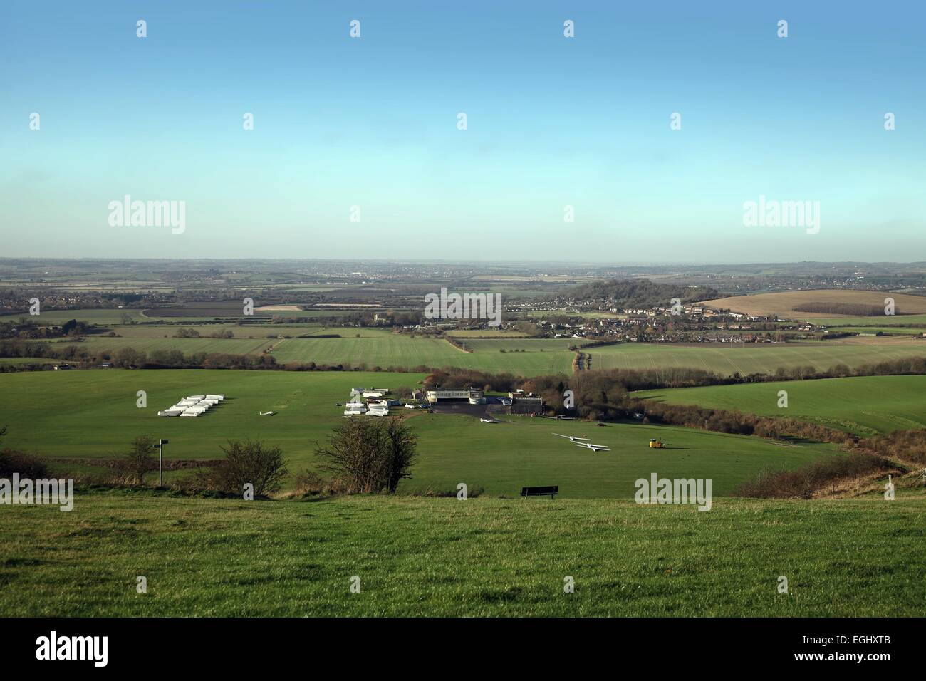The gliding club on Dunstable Downs Stock Photo