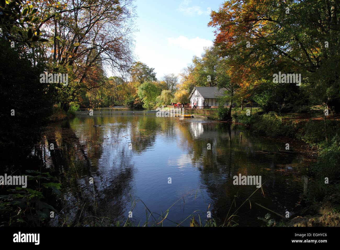 Lake in Pittville park, Cheltenham Stock Photo