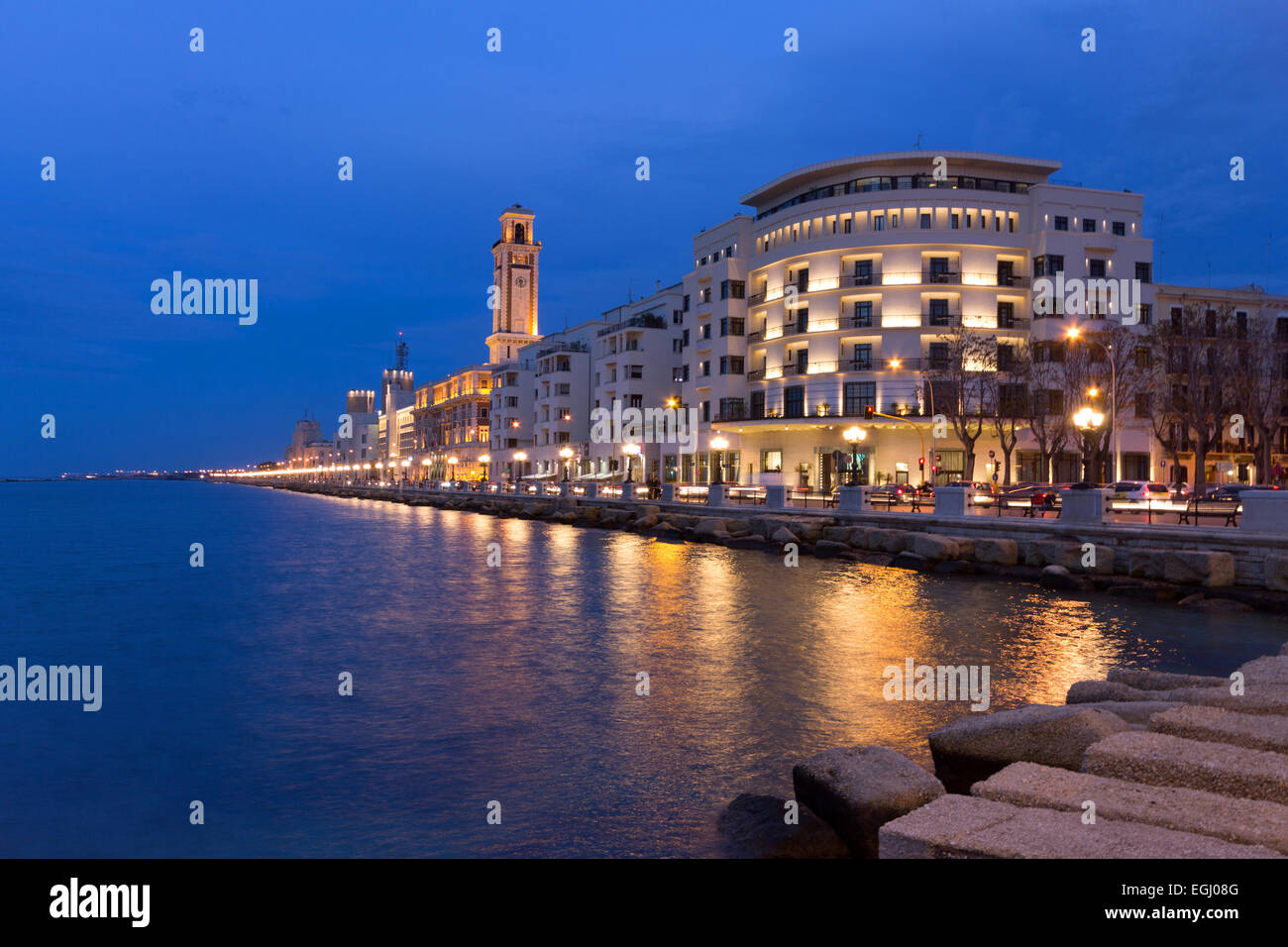 Italy, Apulia, Bari, seafront at the dusk Stock Photo