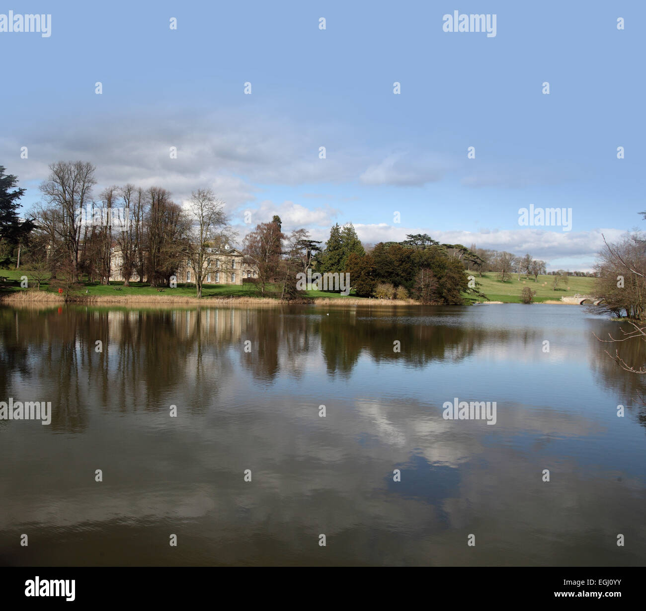 The lakes and grounds at Compton Verney Art Gallery, near Wellesbourne, Warwickshire Stock Photo