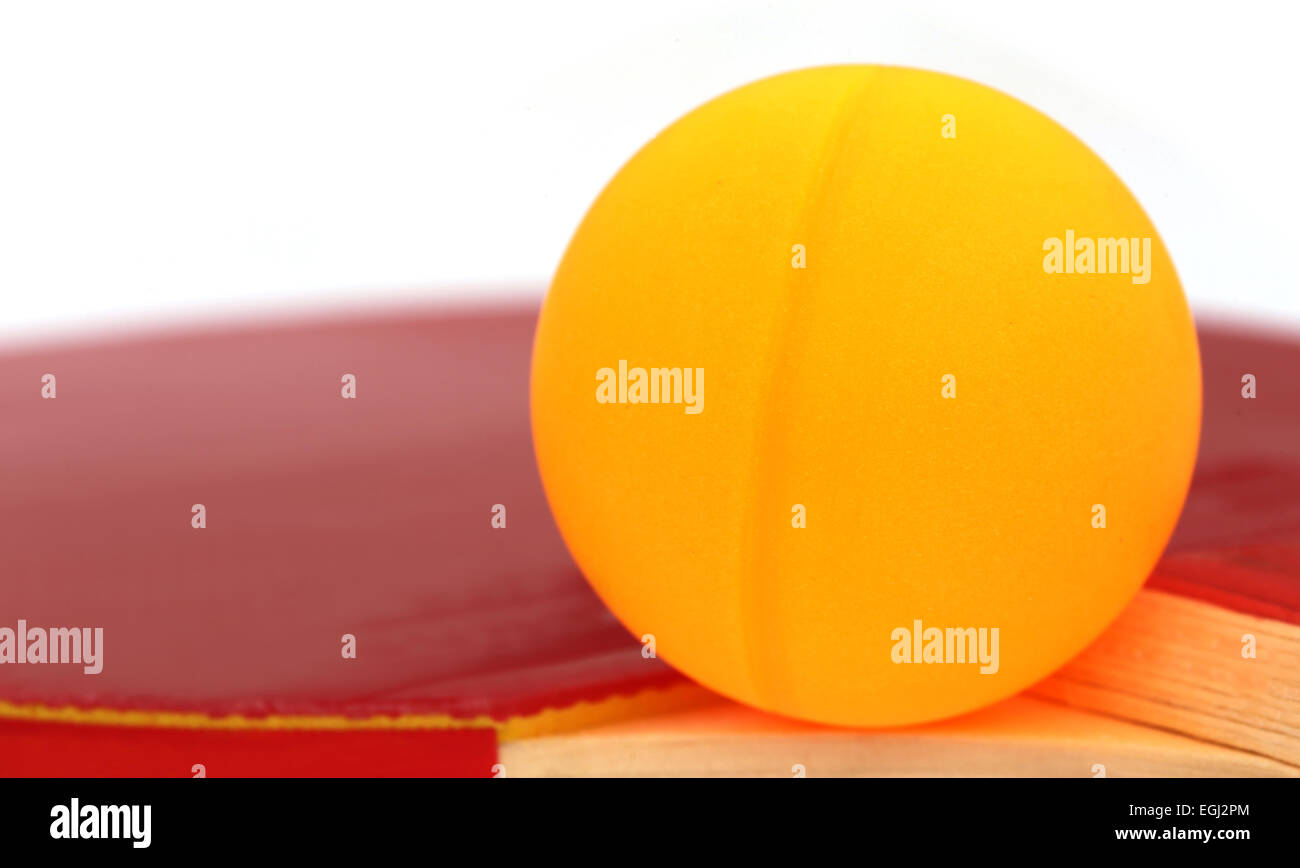 Table tennis ball with bat over white background Stock Photo Alamy