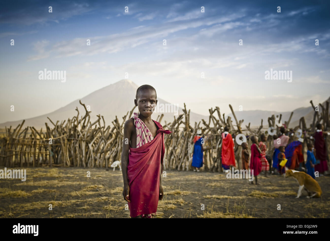 Africa, East Africa, Tanzania, Lake Natron, Massai, children, Stock Photo