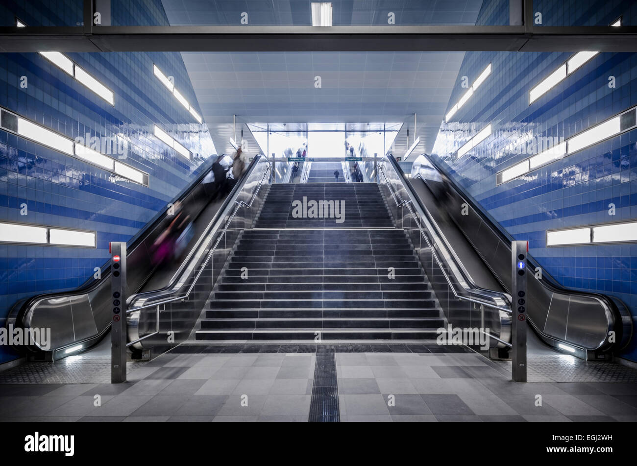 Germany, Hamburg, HafenCity, underground, U4, stop, Überseequartier, Stock Photo