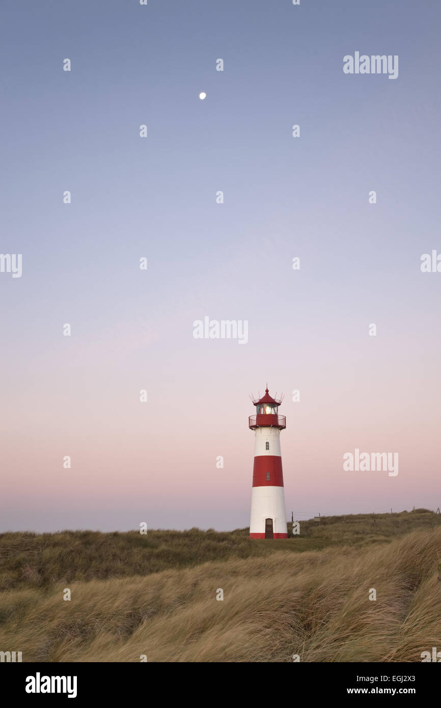 Lighthouse List-East in the dunes at Ellenbogen, List, Sylt island, Schleswig-Holstein, Germany, Stock Photo