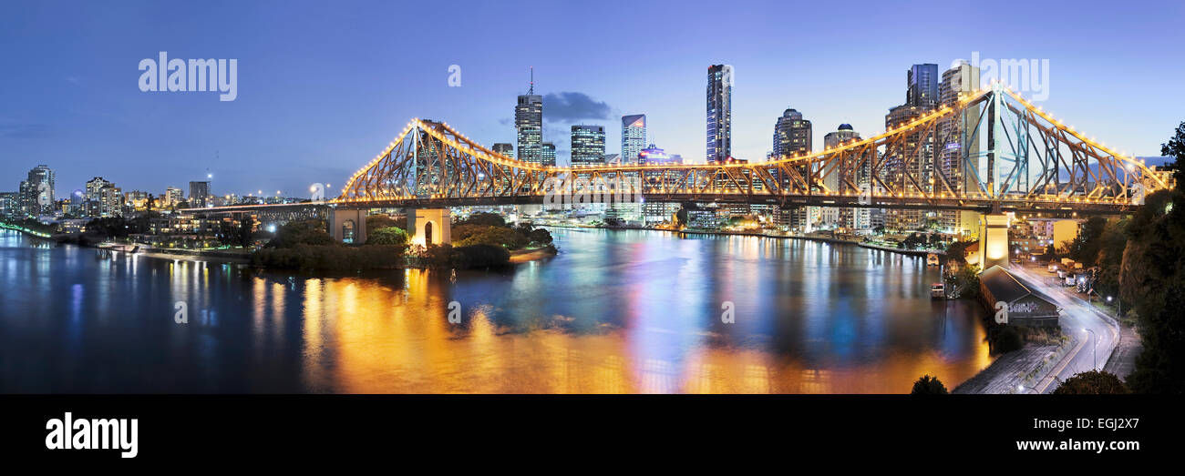 Australia, skyline, story bridge, Brisbane, Brisbane River, Stock Photo