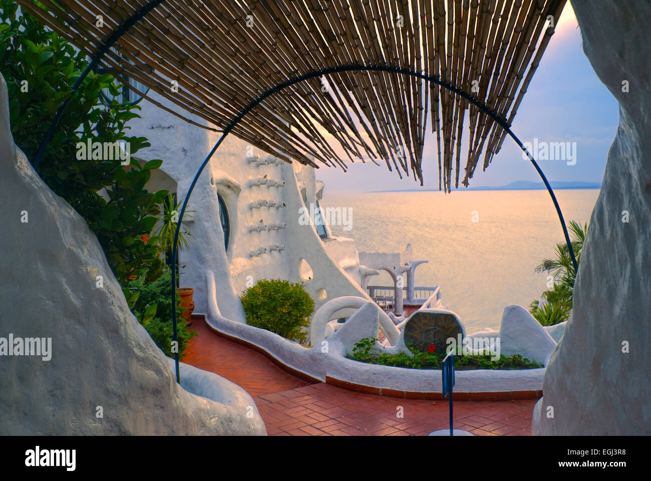 Picturesque view of the terrace in Casa Pueblo de Carlos Paez Villaro in Uruguay Stock Photo