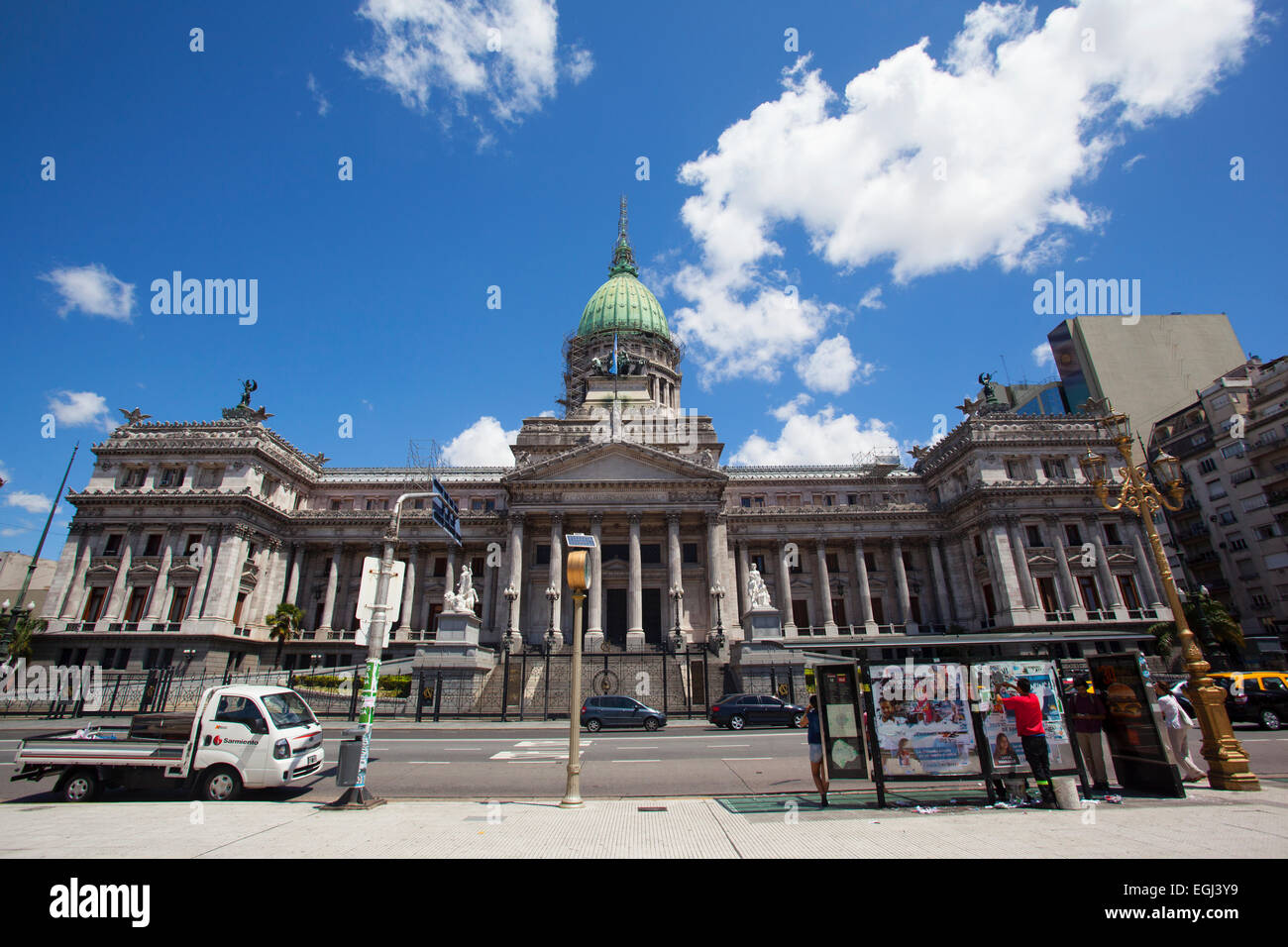 The main facade of the 'Argentine National Congress'. Buenos Aires, Argentina. Stock Photo