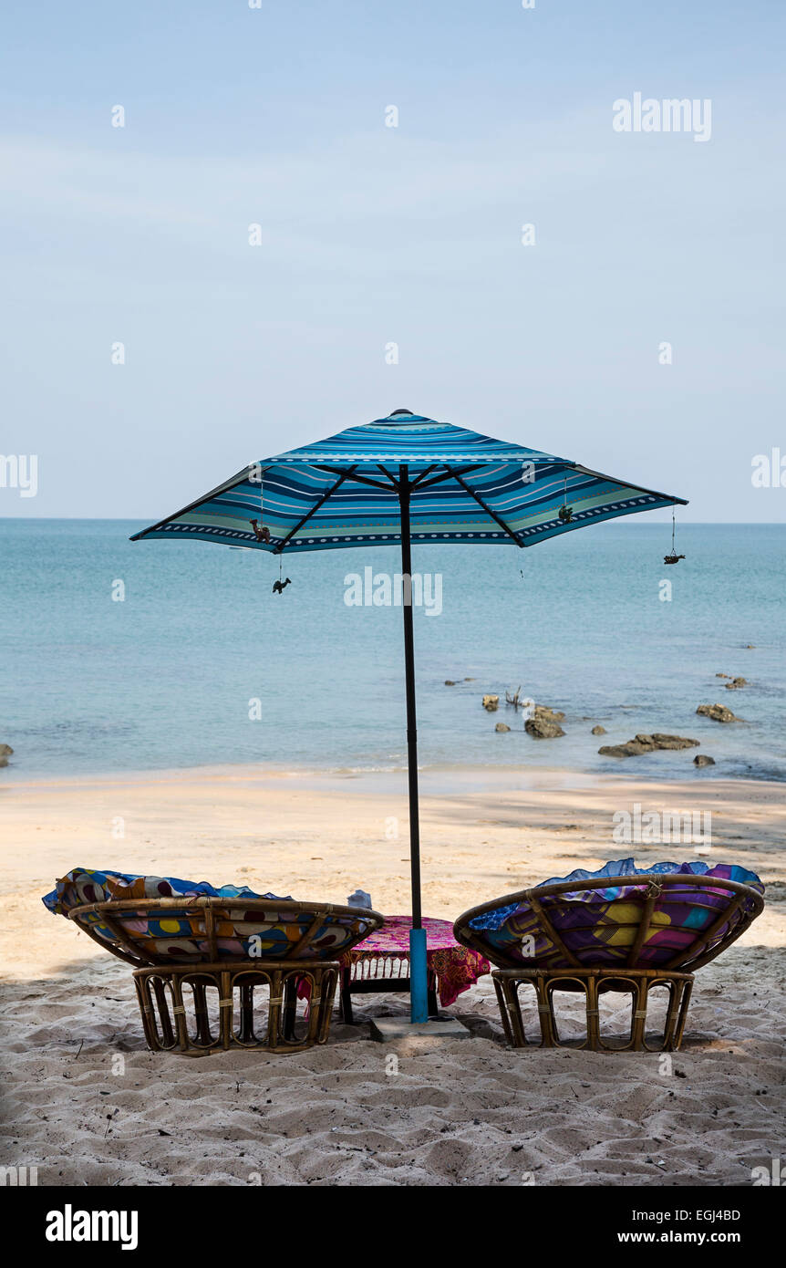 Möbel, Sonnenschirm, Strandbar, Thailand, Strand Stock Photo