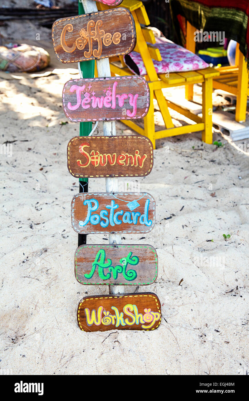 Schilder, bunt, handgemalt, Beach Bar, Unikat Stock Photo