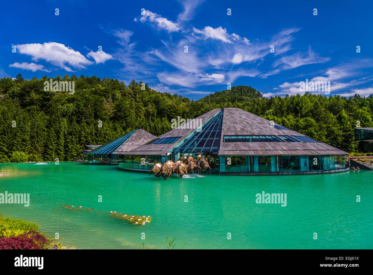Austria, Salzburg country, Salzkammergut, Fuschl am See, Red Bull  headquarters Stock Photo - Alamy