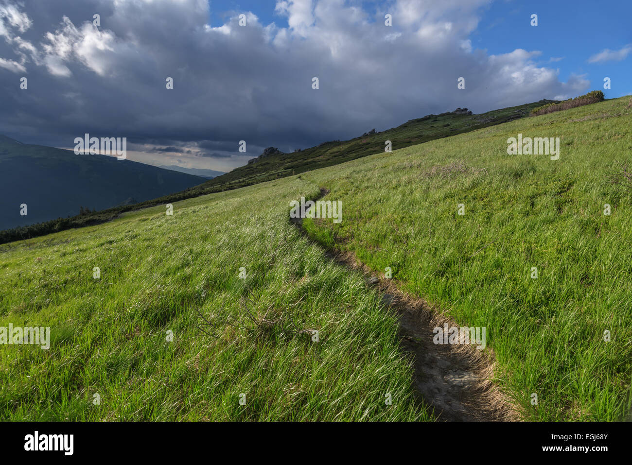 path in beautiful high mountain Stock Photo
