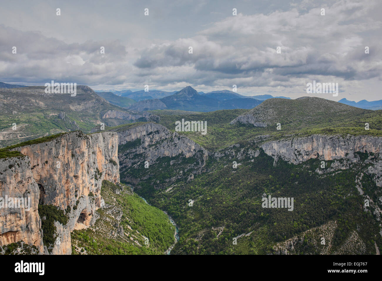 GORGE DU VERDON, FRANCE - MAY 11, 2014: A view of the Gorge du Verdon (Verdon Gorge) in southern France. Stock Photo