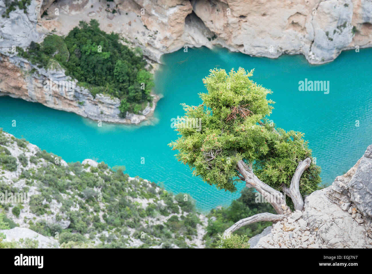GORGE DU VERDON, FRANCE - MAY 11, 2014: A view of the Gorge du Verdon (Verdon Gorge) in southern France. Stock Photo
