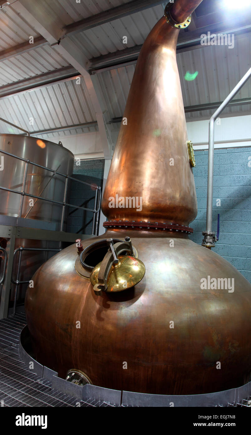 A whisky still at the Kingsbarns Distillery Stock Photo Alamy