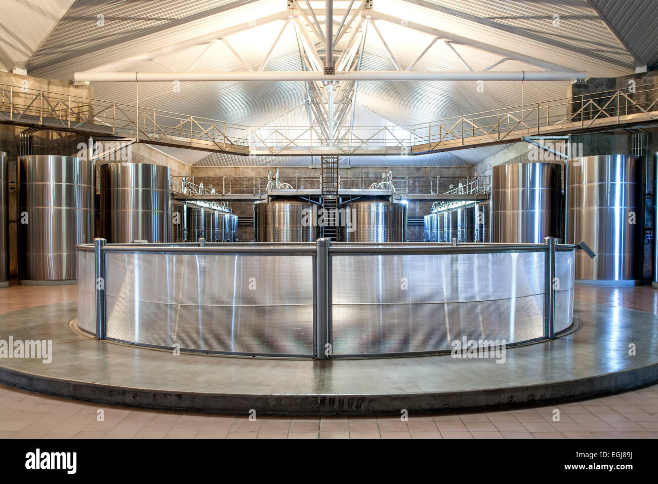 Stainless steel wine barrels, Bodega Salentein (winery), Mendoza Province, Argentina Stock Photo