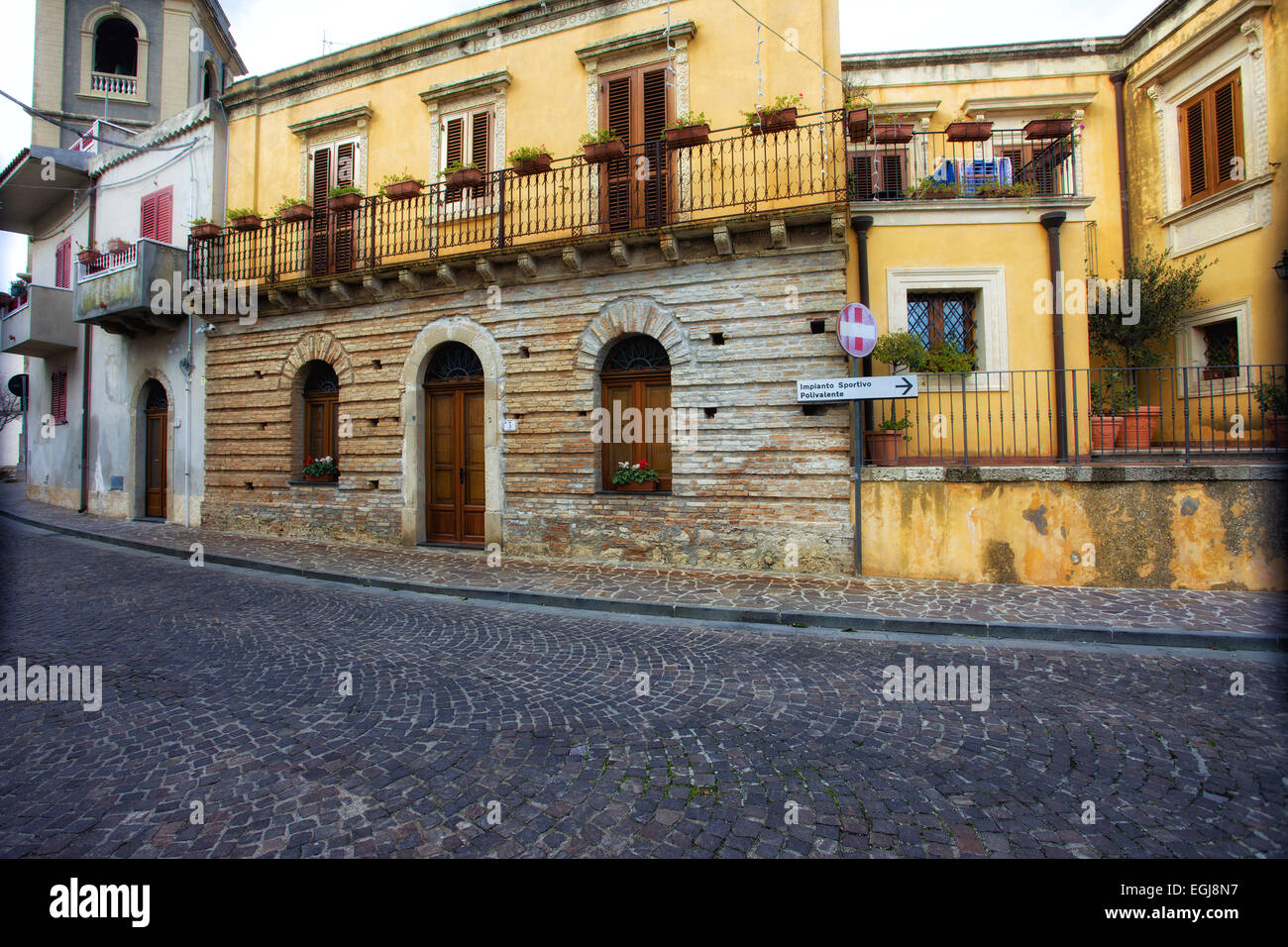 Homes in Rometta town, Sicily, Italy Stock Photo Alamy
