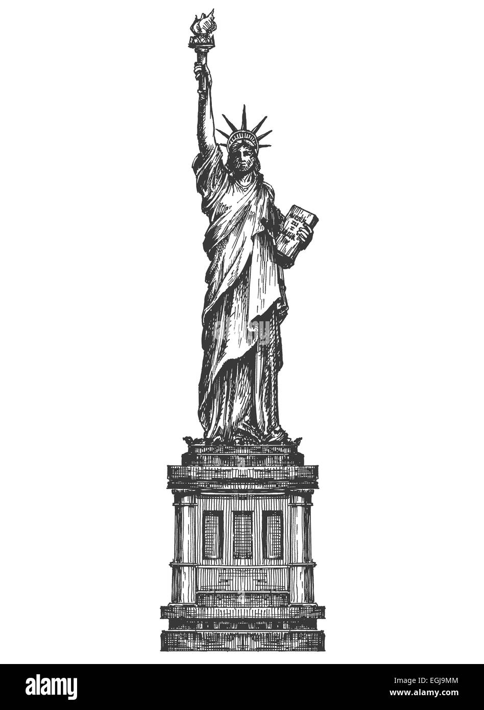 America. Statue of liberty on a white background. sketch Stock Photo